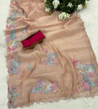 Improbable 1-Minute Ready To Wear Brown Organza Silk Saree