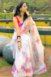 Posh 1-Minute Ready To Wear Off White Organza Silk Saree