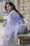 Impressive 1-Minute Ready To Wear Off White Organza Silk Saree