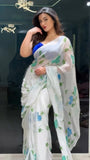 Incredible 1-Minute Ready To Wear Off White Georgette Saree