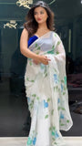 Incredible 1-Minute Ready To Wear Off White Georgette Saree