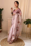 Enthralling 1-Minute Ready To Wear Baby Pink Organza Silk Saree