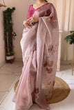 Enthralling 1-Minute Ready To Wear Baby Pink Organza Silk Saree