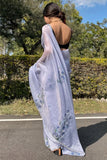 Vivacious 1-Minute Ready To Wear Grey Organza Silk Saree