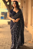 Stunner 1-Minute Ready To Wear Black Cotton Saree