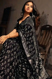Stunner 1-Minute Ready To Wear Black Cotton Saree