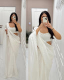 Bold and Beautiful: White Color Rangoli Silk Saree for Instant Glam Look