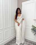 Bold and Beautiful: White Color Rangoli Silk Saree for Instant Glam Look