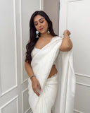 Bold and Beautiful: White Color Rangoli Silk Saree for Instant Glam Look