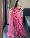 Trending Pink Color Georgette Saree: Elegant, Easy-to-Wear Design in Just One Minute