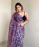 Purple Color One-Minute Saree – Georgette Fabric for Stunning Drapes.