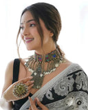 Luxurious One-Minute Ready-to-Wear Georgette Saree in Stunning White Color for Every Occasion