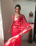 Luxurious Red Silk Kanjivaram Saree - Ready to Wear, Perfectly Draped