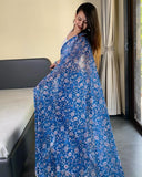 One Minute Wear Blue Georgette Saree: A Blend of Elegance and Simplicity for All Events
