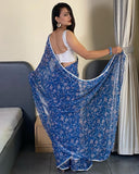 One Minute Wear Blue Georgette Saree: A Blend of Elegance and Simplicity for All Events
