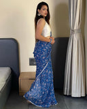 One Minute Wear Blue Georgette Saree: A Blend of Elegance and Simplicity for All Events