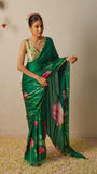Graceful Satin Pre-Draped Saree Set Featuring a Stylish Blouse