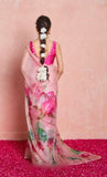 Refreshing 1-Minute Ready To Wear Baby Pink Organza Silk Saree