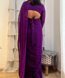Admirable 1-Minute Ready To Wear purple georgette Saree