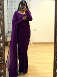 Admirable 1-Minute Ready To Wear purple georgette Saree