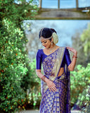 Radiate Royalty With Premium Kanjivaram Silk Saree in Elegant Blue