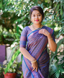 Classic Blue Kanjivaram Saree in Soft Silk with Matching Border Detail