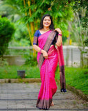 Luxurious Pink Kanjivaram Saree in Soft Silk with a Unique Matching Border