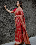 Classic Red Kanjivaram Saree in Soft Silk with Eye-Catching Matching Border