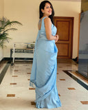 Sophisticated Firozi Kanjivaram Saree in Soft Silk with Stunning Border