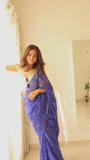 Nebula 1-Minute Ready To Wear Blue Georgette Saree