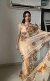 Super classy 1-Minute Ready To Wear Beige Organza Silk Saree