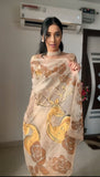 Super classy 1-Minute Ready To Wear Beige Organza Silk Saree