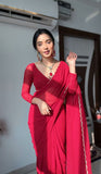 Lustrous Red Color Georgette Saree: Elegant and Easy-to-Wear for Modern Women