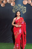 Modern Red Color One-Minute Georgette Saree for Trendy Women on the Go