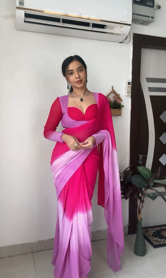 One-Minute Georgette Saree: Stylish Multi-Color Attire for Instant Glamour and Comfort