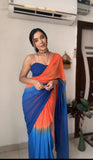 Multi-Hued Georgette Saree: Trendy One-Minute Draping for Modern Elegance