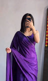 New Purple-Color One-Minute Rangoli Silk Saree: Modern Draping for a Timeless Look