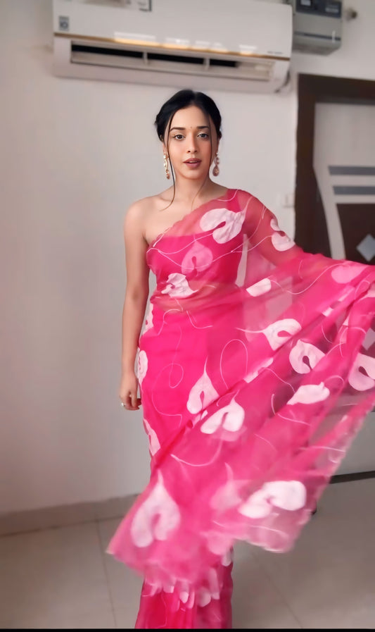 Modern Style Meets Tradition in Ready-to-Wear Organza Sarees