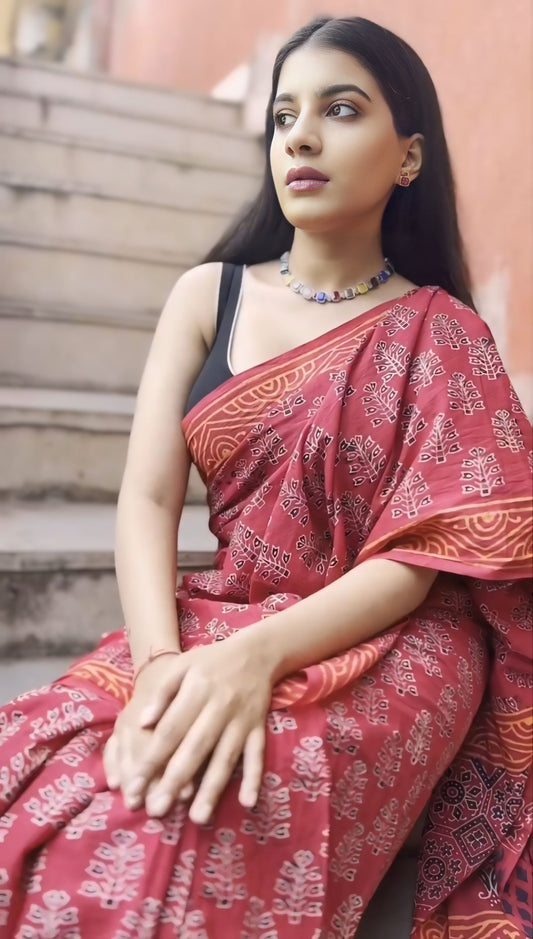 Stylish Mul Mul Ready Saree with Pocket – Lightweight, Easy Wear for Daily Looks