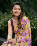 One-Minute Draping Yellow-Color Georgette Saree: The Perfect Blend of Fashion and Convenience