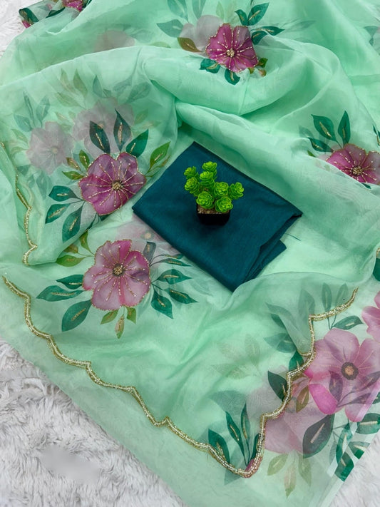 Ready-to-Wear Organza Saree with Blouse for Effortless Elegance