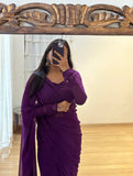 Admirable 1-Minute Ready To Wear purple  georgette  Saree