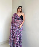Purple Color One-Minute Saree – Georgette Fabric for Stunning Drapes.