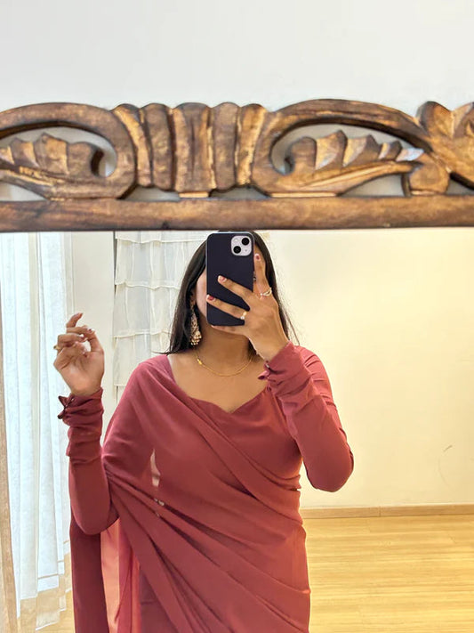 Admirable 1-Minute Ready To Wear red georgette  Saree