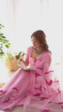 Enchanting 1-Minute Ready To Wear Pink Organza Silk Saree