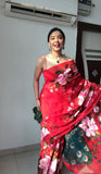 Quick Style Upgrade: Red-Color One-Minute Wear Organza Saree for Modern Women
