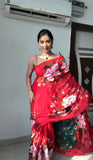 Quick Style Upgrade: Red-Color One-Minute Wear Organza Saree for Modern Women