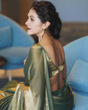 Exquisite Green Color Designer Silk Saree with Ready-to-Wear Stitched Blouse – Perfect for Every Occasion