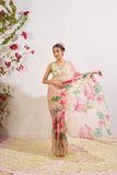 Graceful Organza Pre-Draped Saree Set Featuring a Stylish Blouse