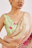 Graceful Organza Pre-Draped Saree Set Featuring a Stylish Blouse